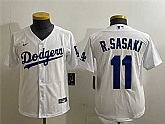 Youth Los Angeles Dodgers #11 Roki Sasaki White Cool Base Stitched Jersey,baseball caps,new era cap wholesale,wholesale hats